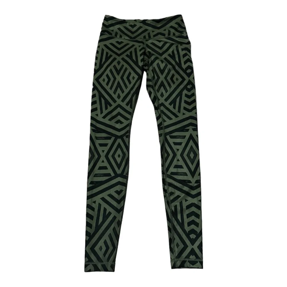 Lululemon Wunder Under Leggings Luxtreme Chevron Shuffle Fatigue Green Sz 4 - Picture 3 of 14